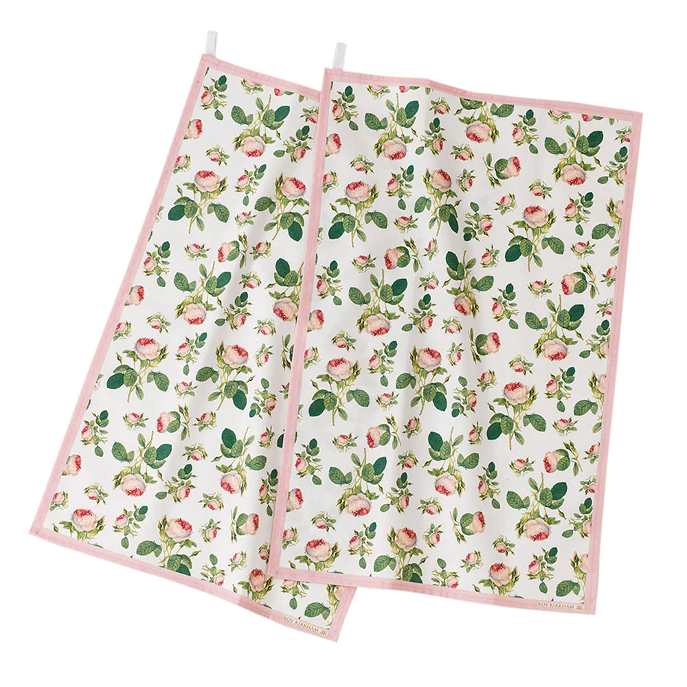 Set de 2 torchons Rose redouté Roy Kirkham