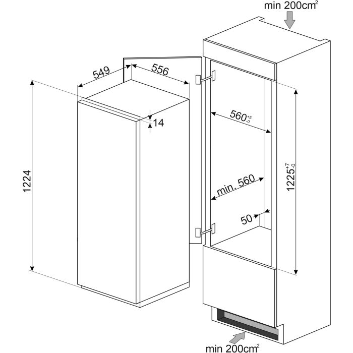 SMEG Einbau-Kühlschrank S8C124DE1