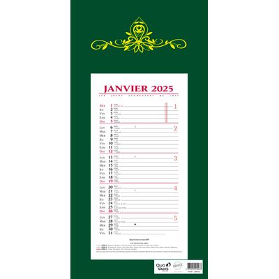 Quo Vadis Skytos - Calendrier bloc mensuel - 16 x 33,5 cm - disponible dans différentes couleurs