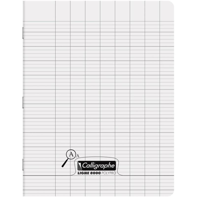 Cahier piqué 8000 POLYPRO Déficients visuels 17x22 cm 32 pages grands carreaux 4mm agrandi 16/16 90 g - Incolore