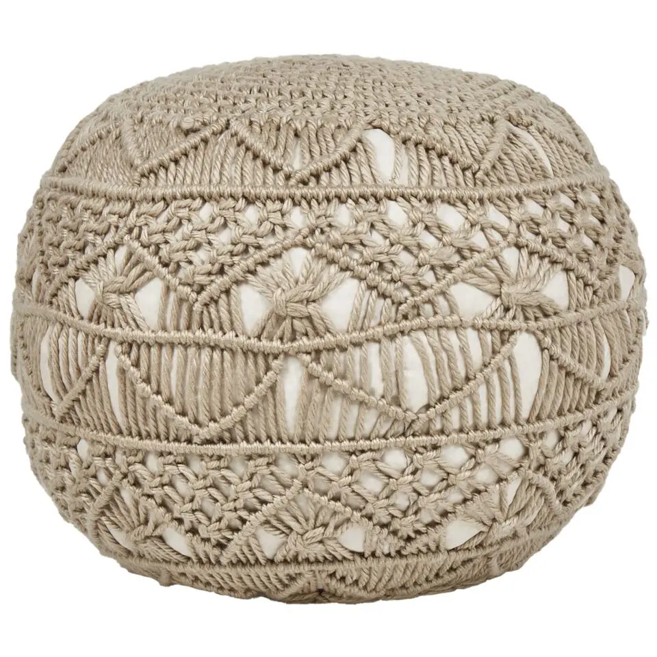 AADHI - Poef - Beige - 50 x 50 cm - Synthetisch materiaal