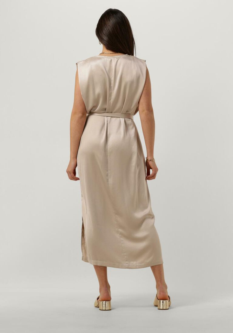 KNIT-TED zand knit-ted midi jurk talissa