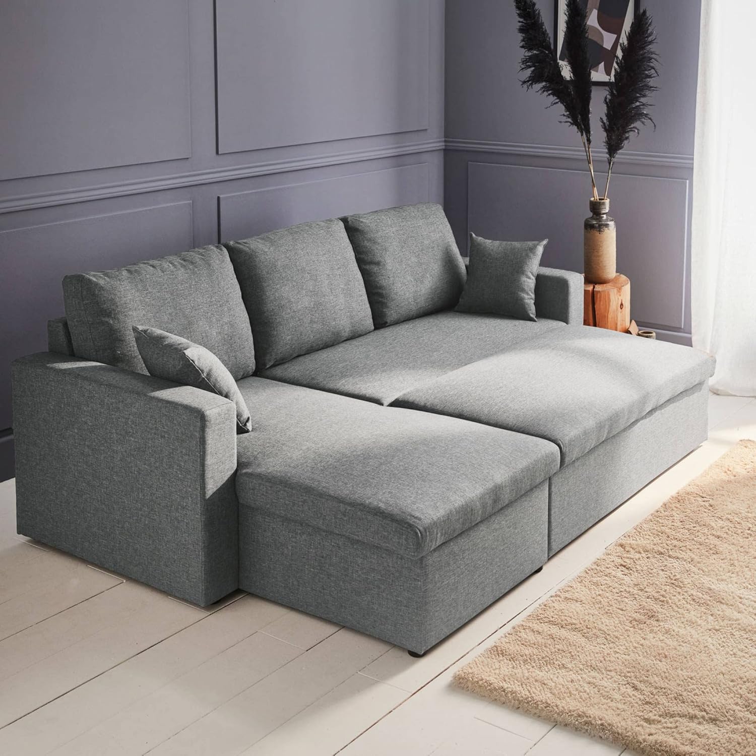 sweeek - Ecksofa wendbar Stoffsofa IDA - 3-Sitzer, Stauraum, mit Schlaffunktion