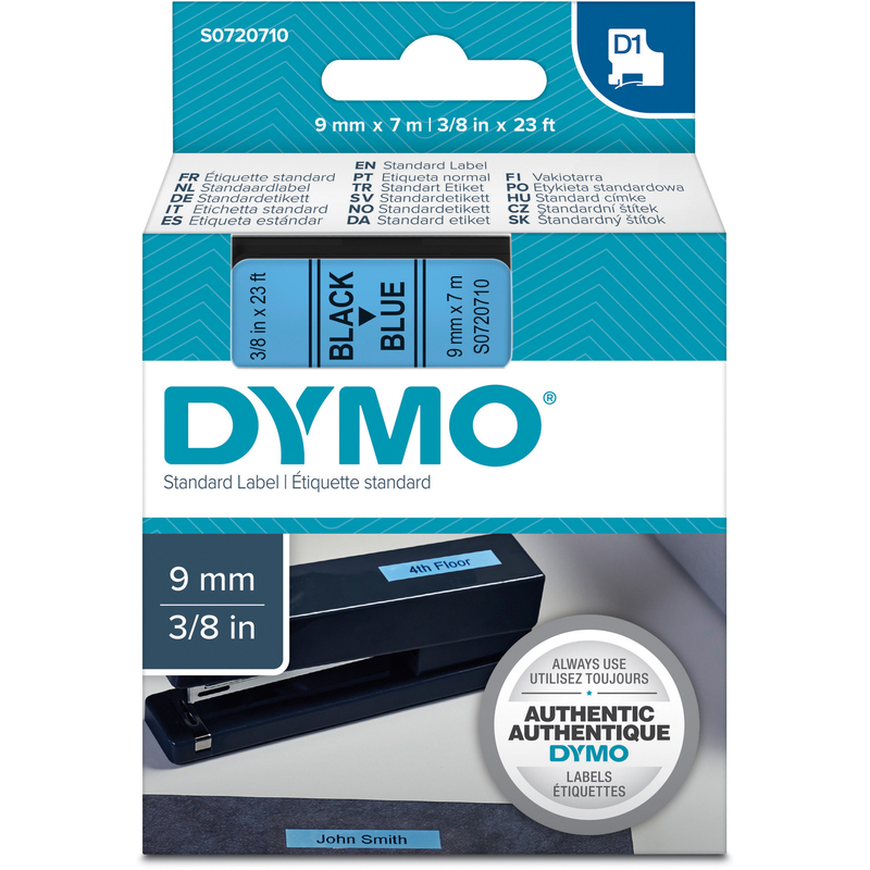 Dymo Band D1, S0720710, 9 mm, schwarz auf blau