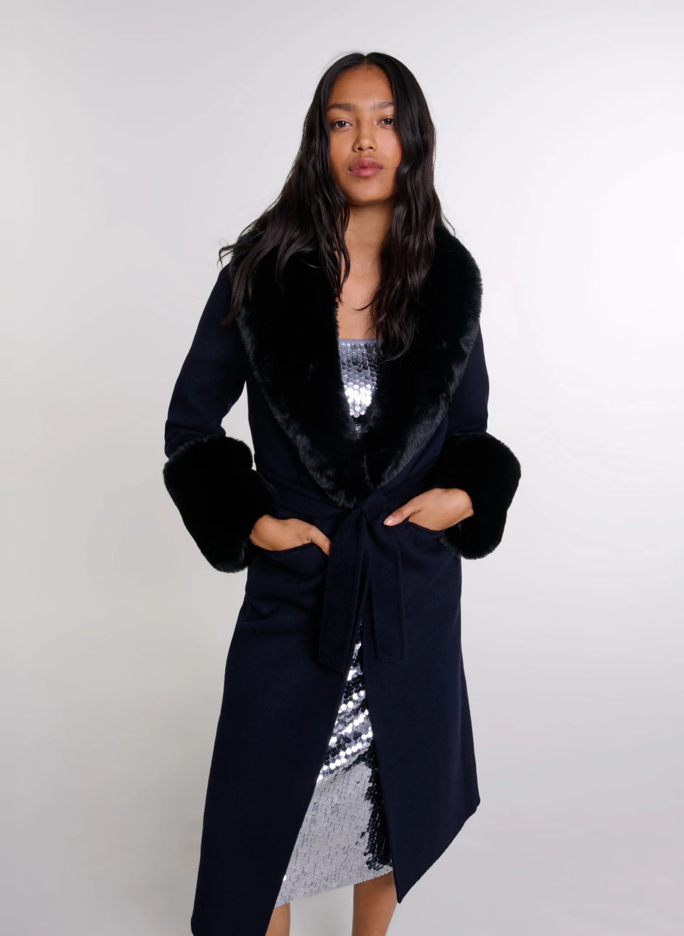 Manteau long double face | Bleu