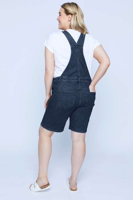 Bellieva-Latz Bermuda, Denim, verstellbare Träger, Biobaumwolle, GOTS