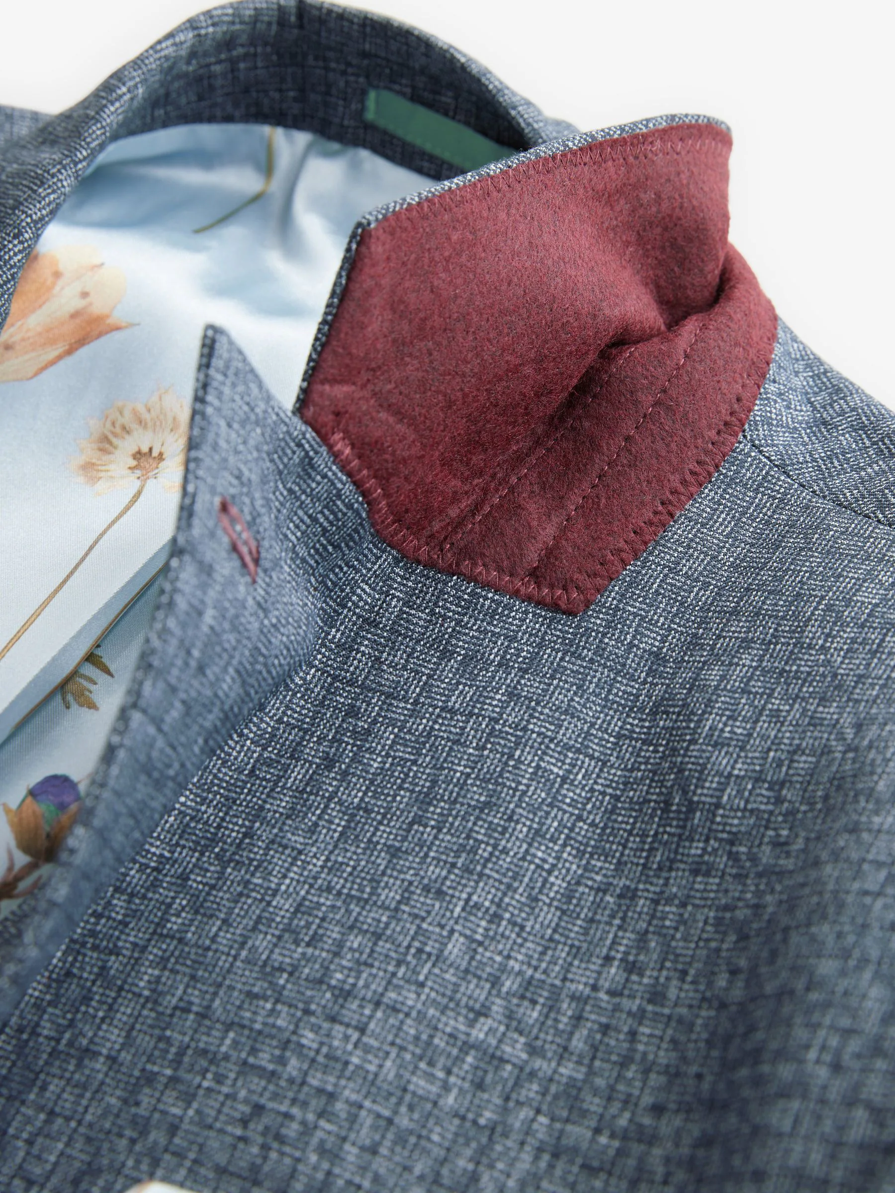 Blauw - Regular Fit Trimmed Textured Suit Jacket
