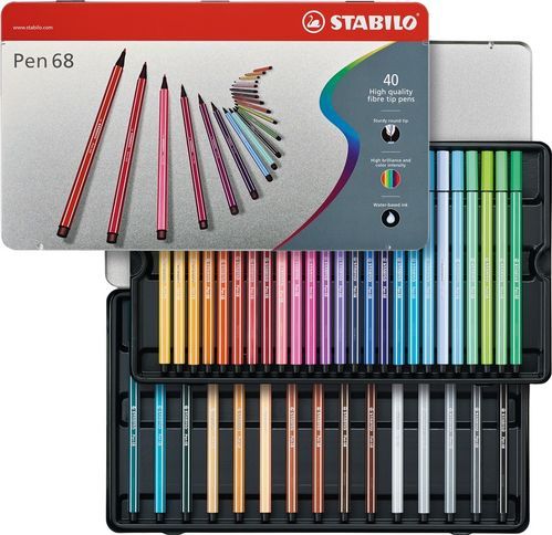 STABILO Pen 68 - Viltstift - Metalen Etui - 40 Kleuren