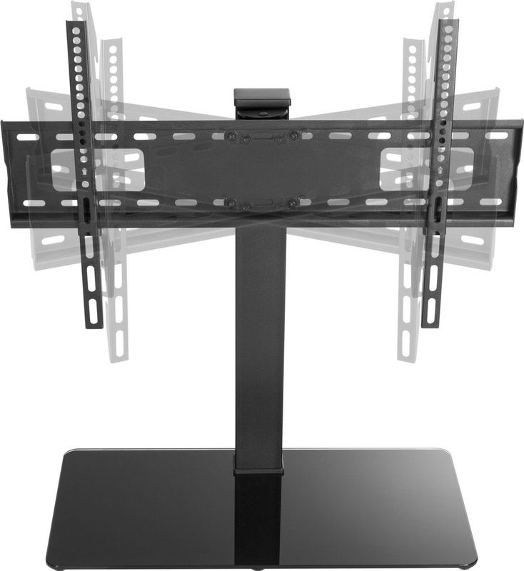 TV Standaard - Tafelmodel - Draaibaar - Hoogte Verstelbaar - Metaal - Glas