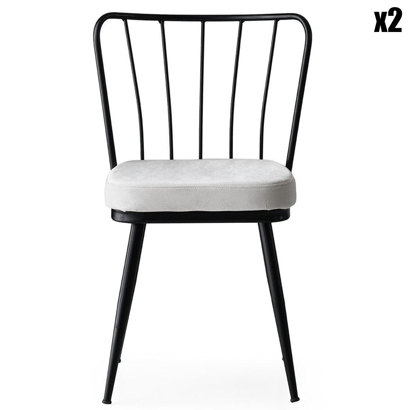 Wooden Art 2 Chaises Yildiz noir/blanc - 43x82x42 cm