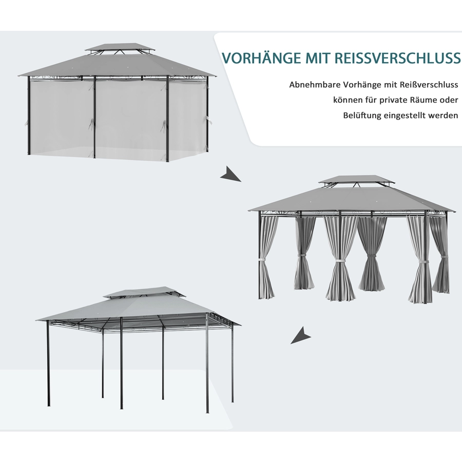 Outsunny Gartenpavillon mit Seitenwände dunkelgrau