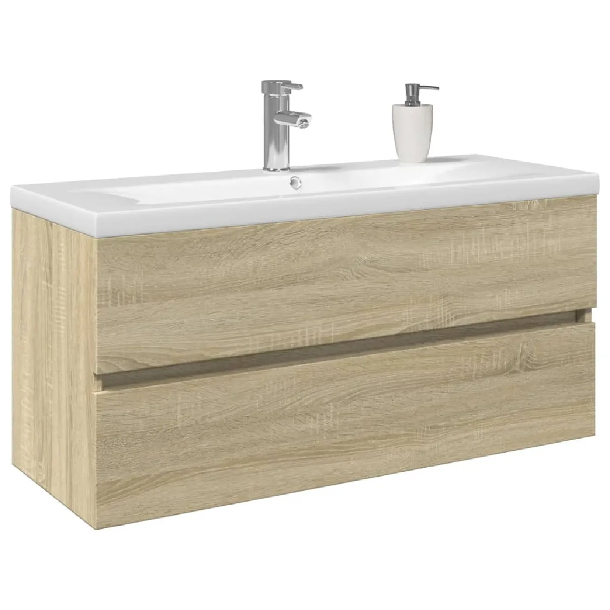Vidaxl Meubles Bain 2pcs Céramique et Bois Ingénierie