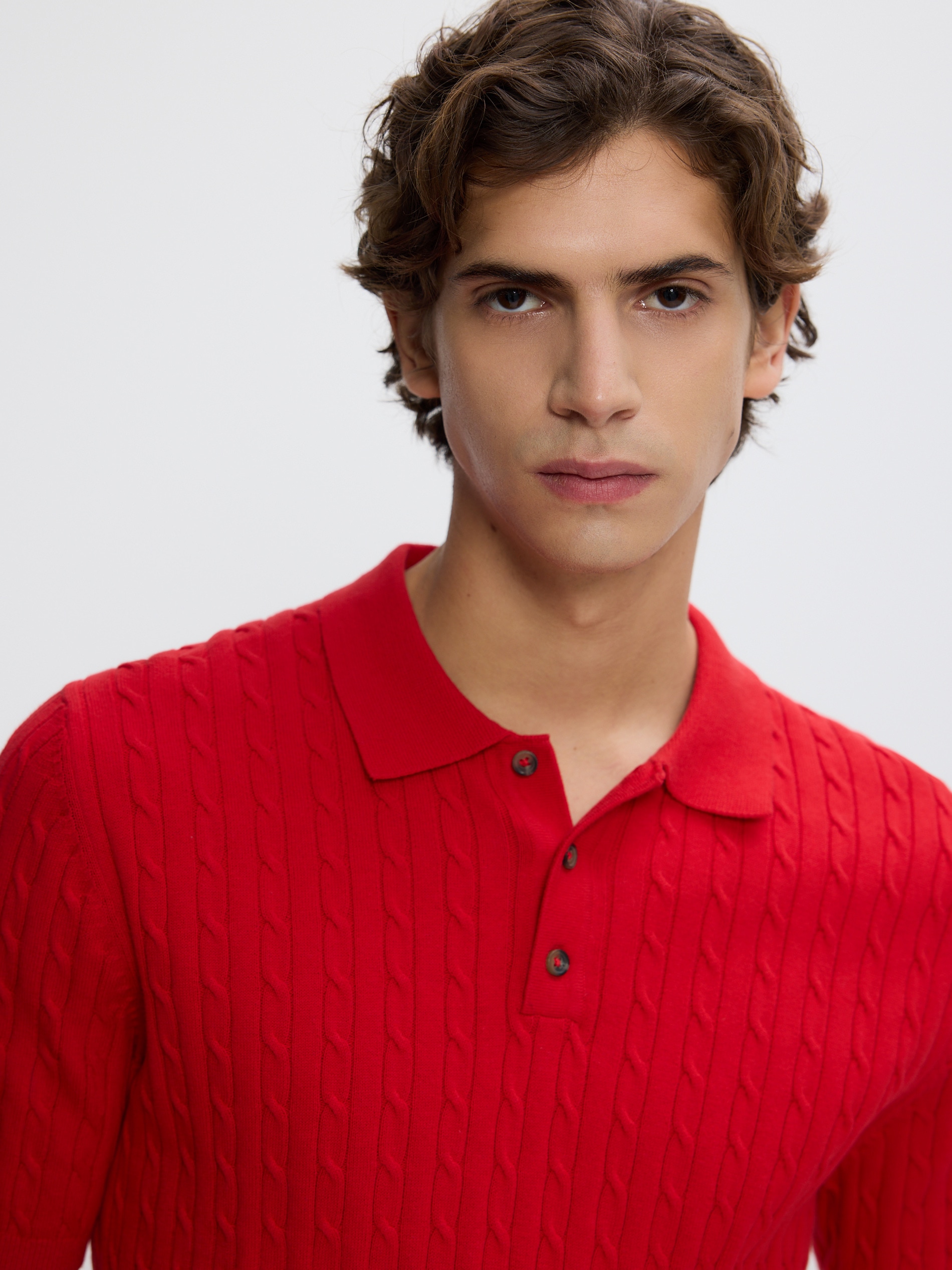 Pullover im Polo-Stil aus Strukturstoff