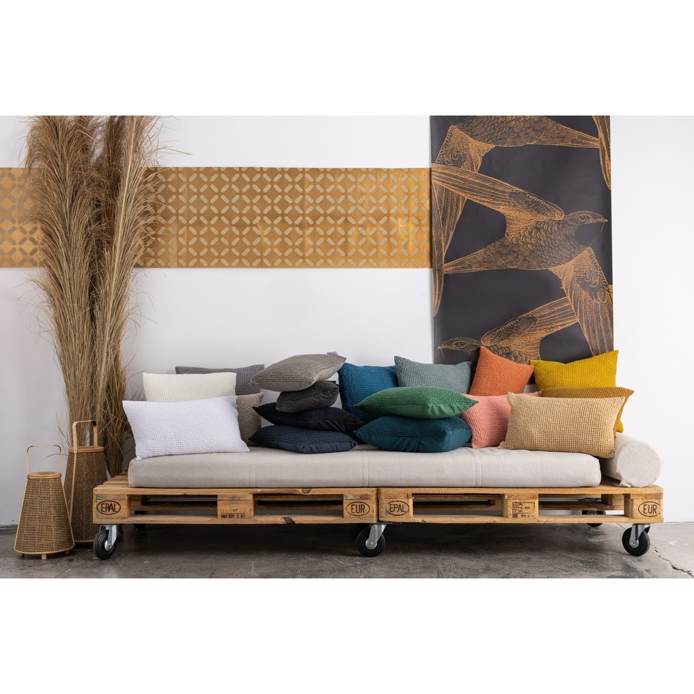 Plaid stonewashed maia petrole 140 x 200 cm