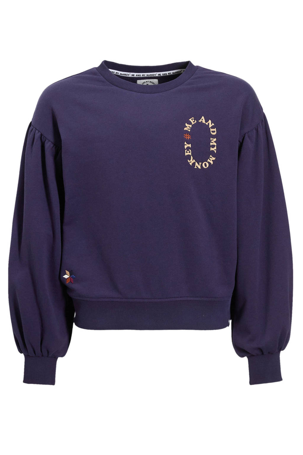 Me & My Monkey sweater Rev met printopdruk donkerblauw