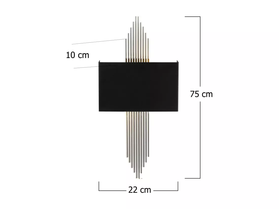 Applique art déco en métal noir et argenté - L. 22 x H. 75 cm - SANGARIUS