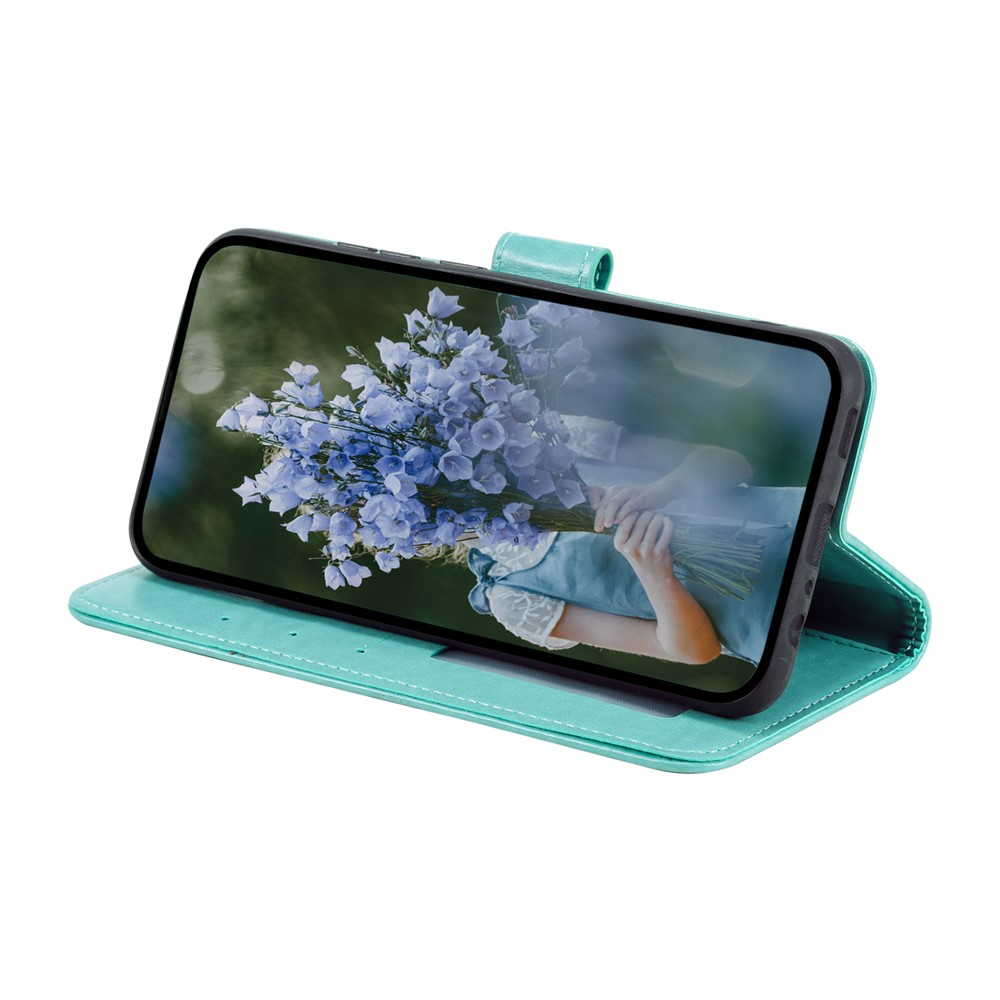 Samsung Galaxy S25 FE Leder Tasche Wallet - Mandala Flowers Imprint - Türkis