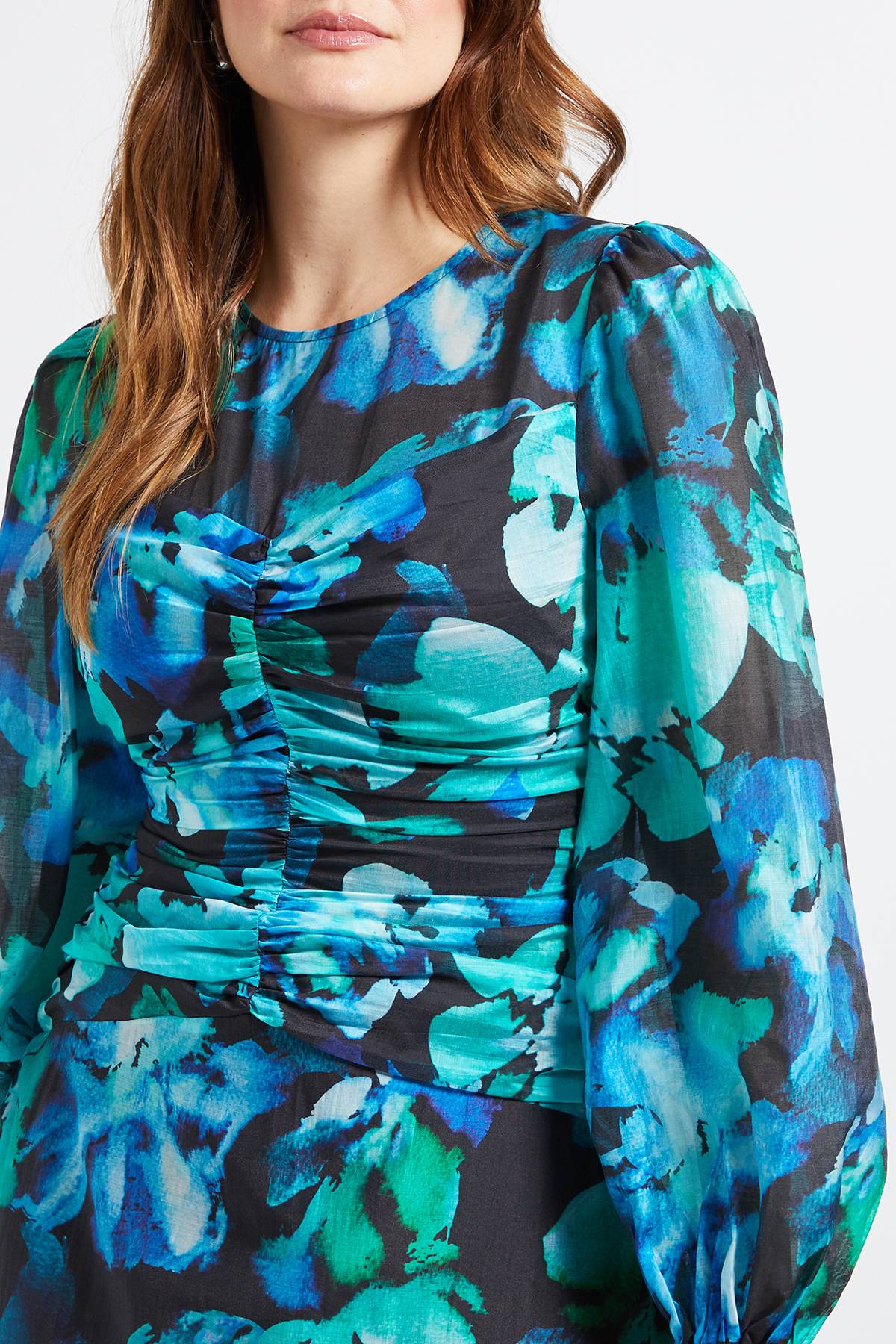 Wallis Robe Midi Froncée À Motif Floral