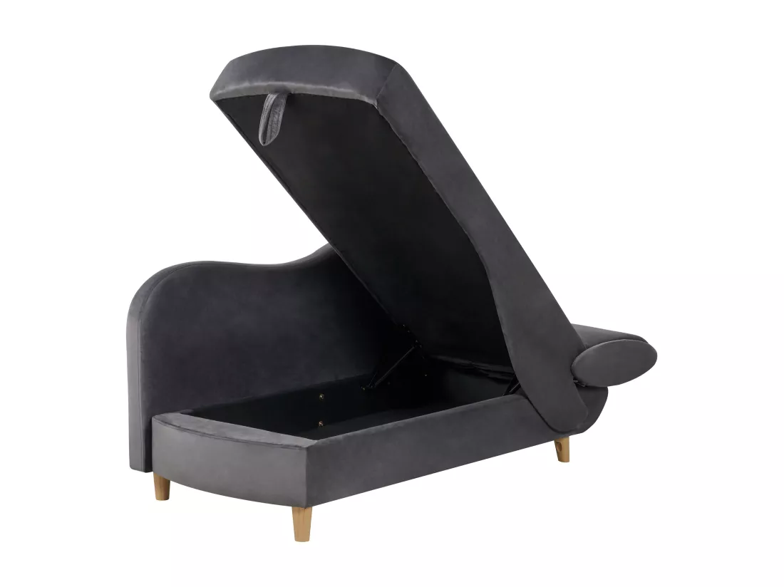 Chaise longue côté droit en velours gris foncé MERI II