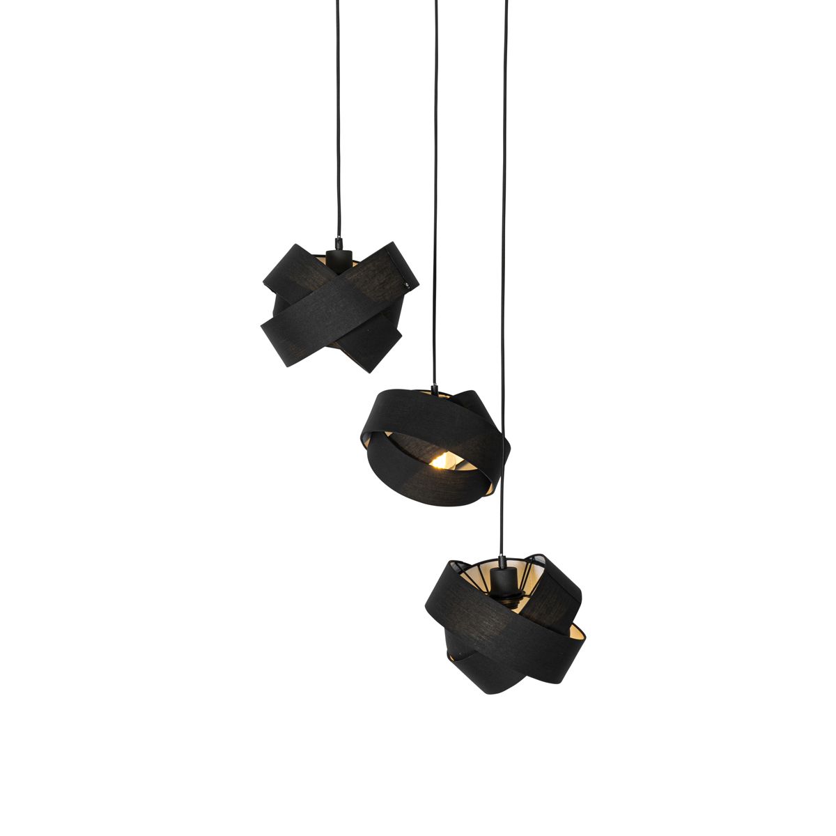 Moderne hanglamp zwart 3-lichts - Cloth