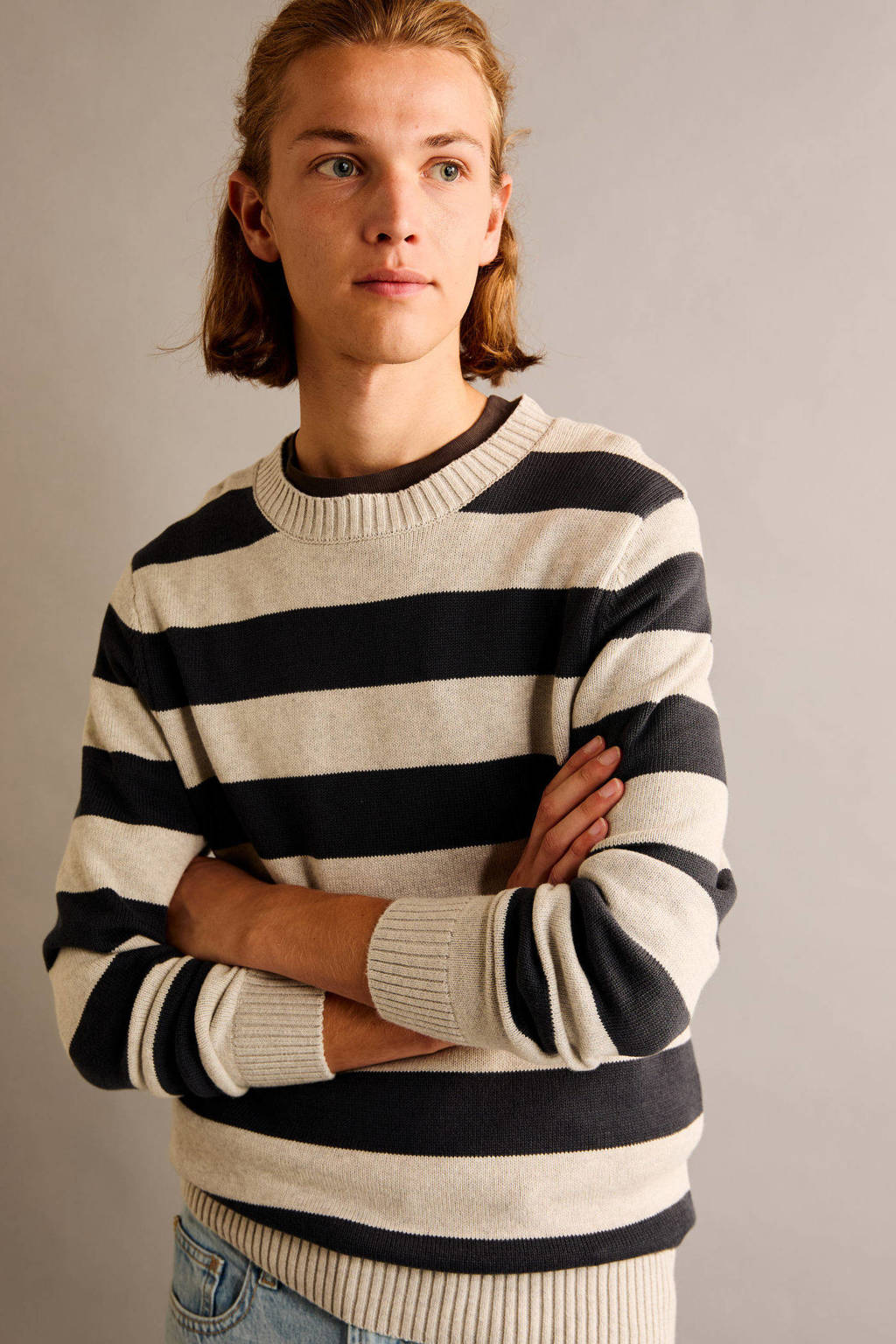 MANGO TEEN pullover marine fijn gebreid