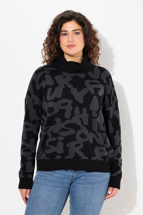 Pullover, Buchstaben, gerippter Rollkragen, Langarm
