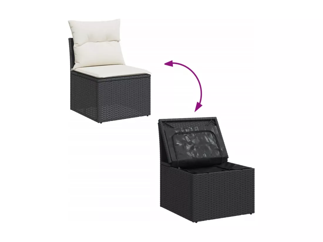 Salon de jardin 12 pcs avec coussins noir résine tressée