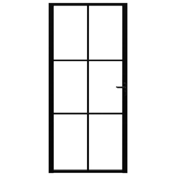 vidaXL Innerdør ESG-glass og aluminium 93x201,5 cm svart