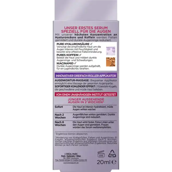 Anti-Age Augenserum Filler Hyaluronsäure + Koffein