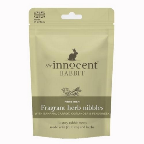 Petiscos de ervas desidratadas com sabor natural para coelhos.