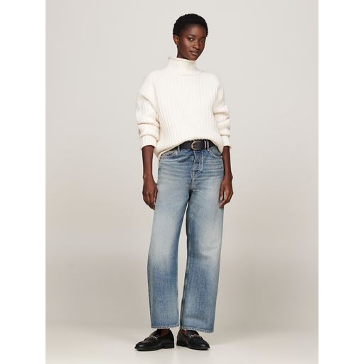 Tommy Hilfiger Chunky Cardi Stitch Striktrøje, Ivory Petal, M