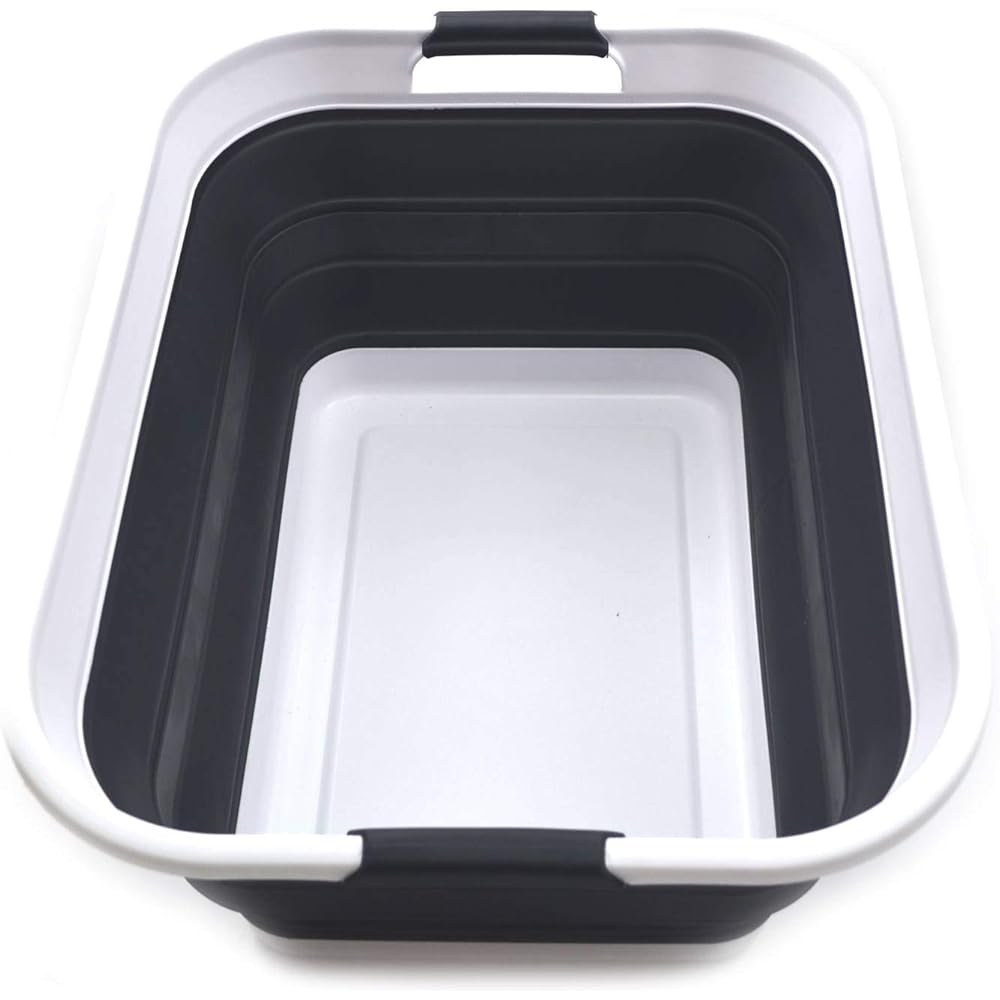 SAMMART 42 Litre Panier à linge pliable en plastique - Conteneur de rangement/organisateur pliable - Bac de lavage portable - Panier/panier peu encombrant : Cuisine et Maison