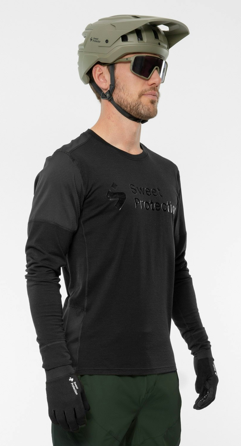 Hunter Merino Hybrid LS Jersey Herre Black