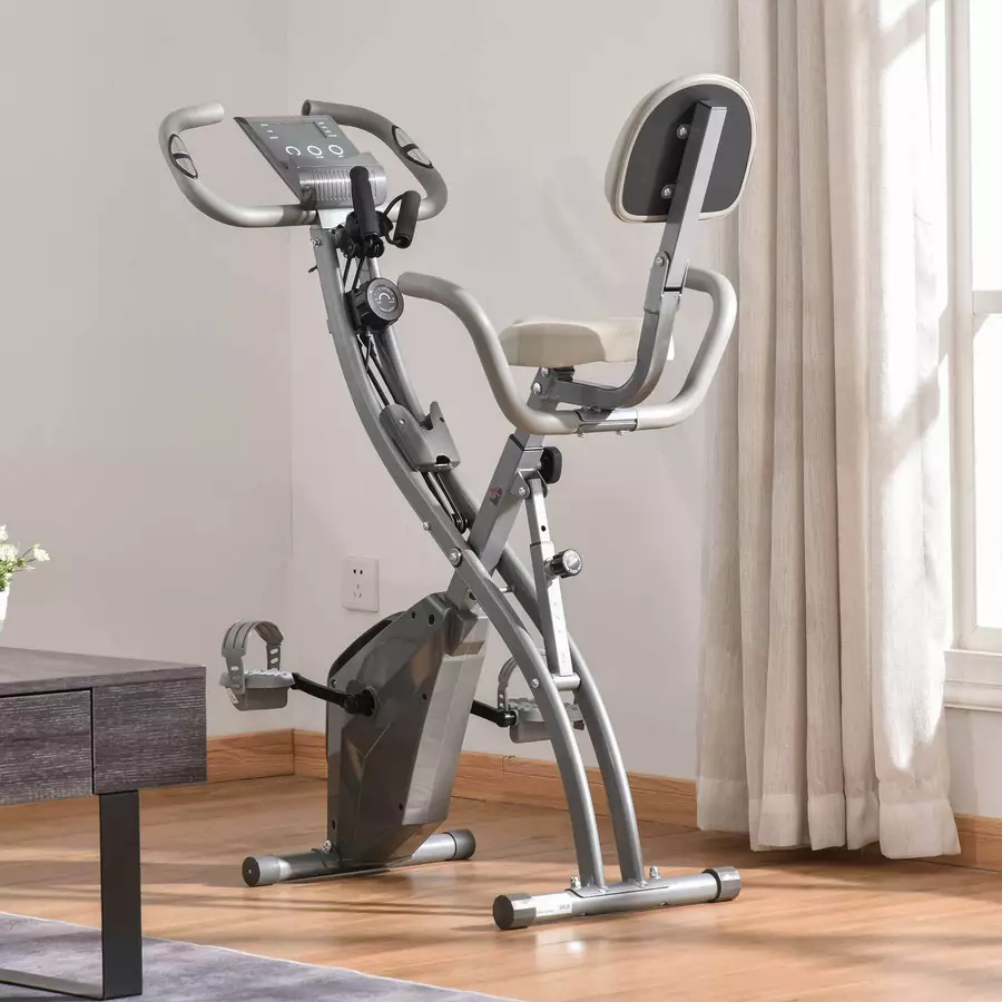HOMCOM Fahrradtrainer mit LCD Display grau