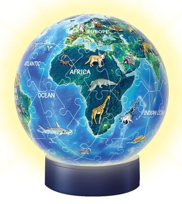 Ravensburger 3D Puslespill Globus Dyr, Nattlampe 72 Brikker