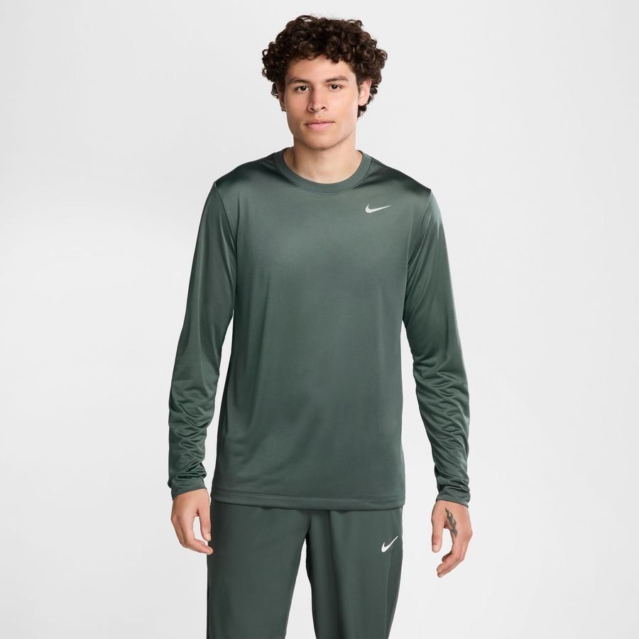 Nike T-shirt d'Entraînement Dri-FIT Legend - Vert/Argenté Manches Longues