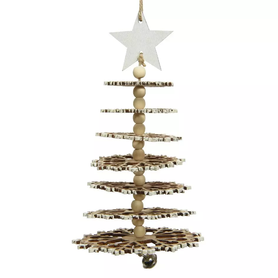 Sapin de Noël à suspendre en bois (H21 cm) Valdo Blanc