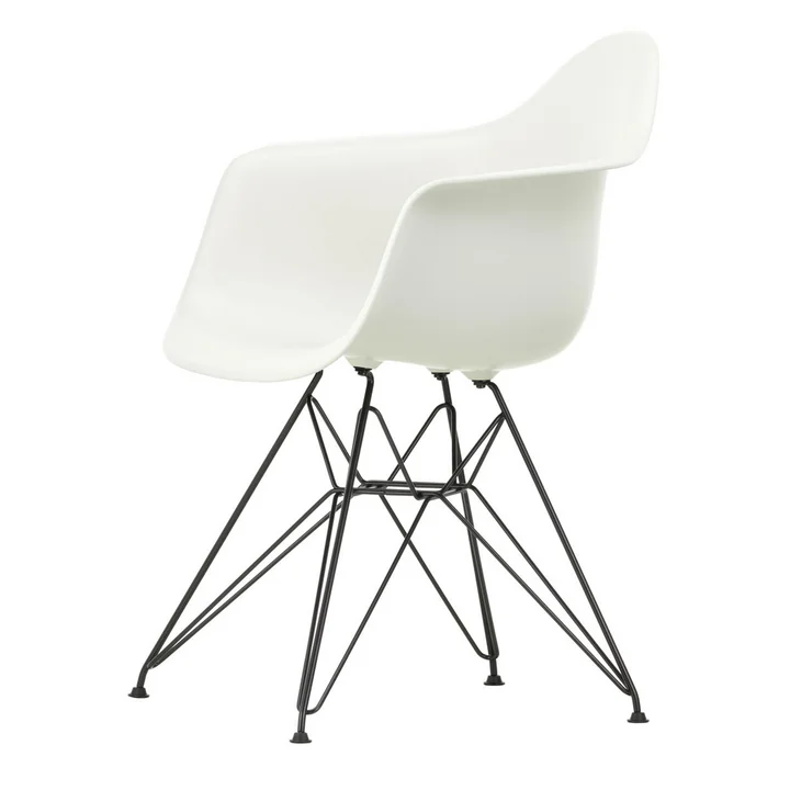 Vitra - Eames Plastic Armchair DAR, basic dark / weiss (Kunststoffgleiter basic dark)
