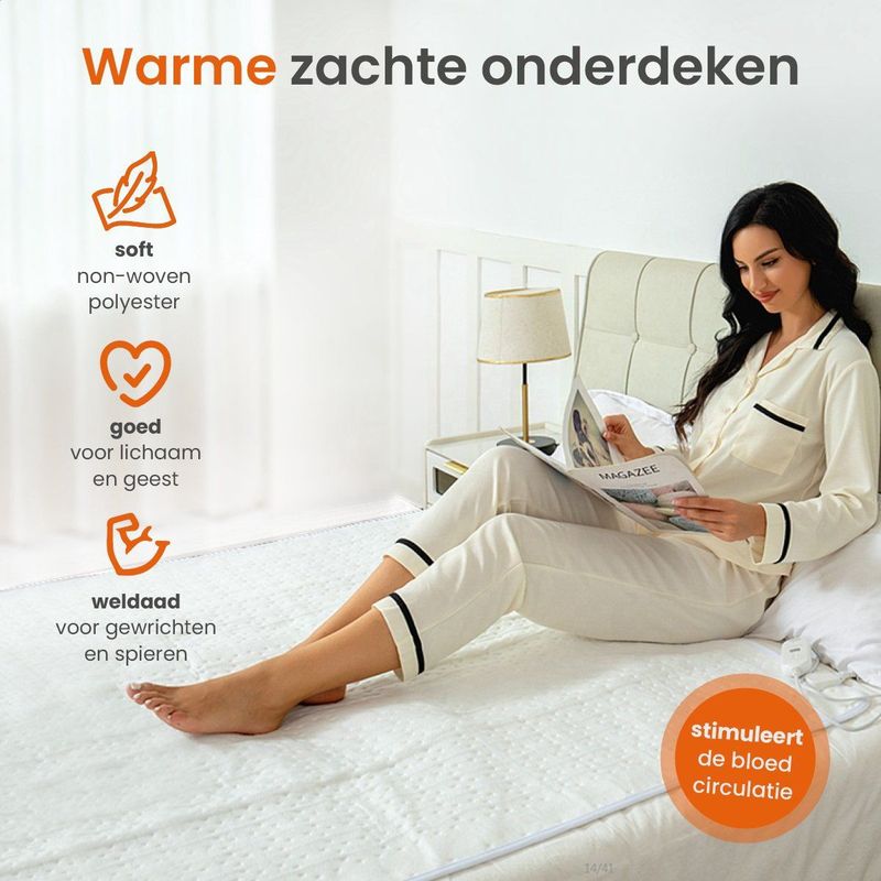 Goliving Elektrische Onderdeken - Warmtedeken - Wit - Polyester - 3 Warmtestanden