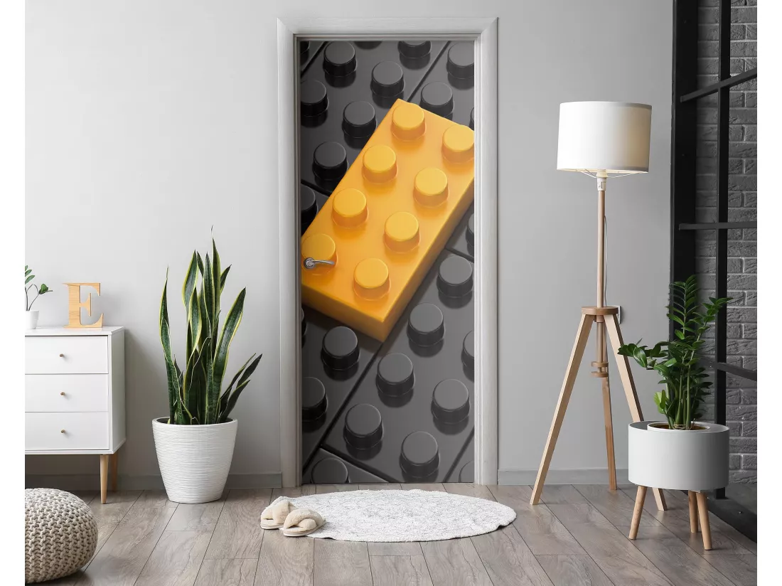 Stickers décoratifs pour portes intérieures - Bloc jaune 95x205 cm