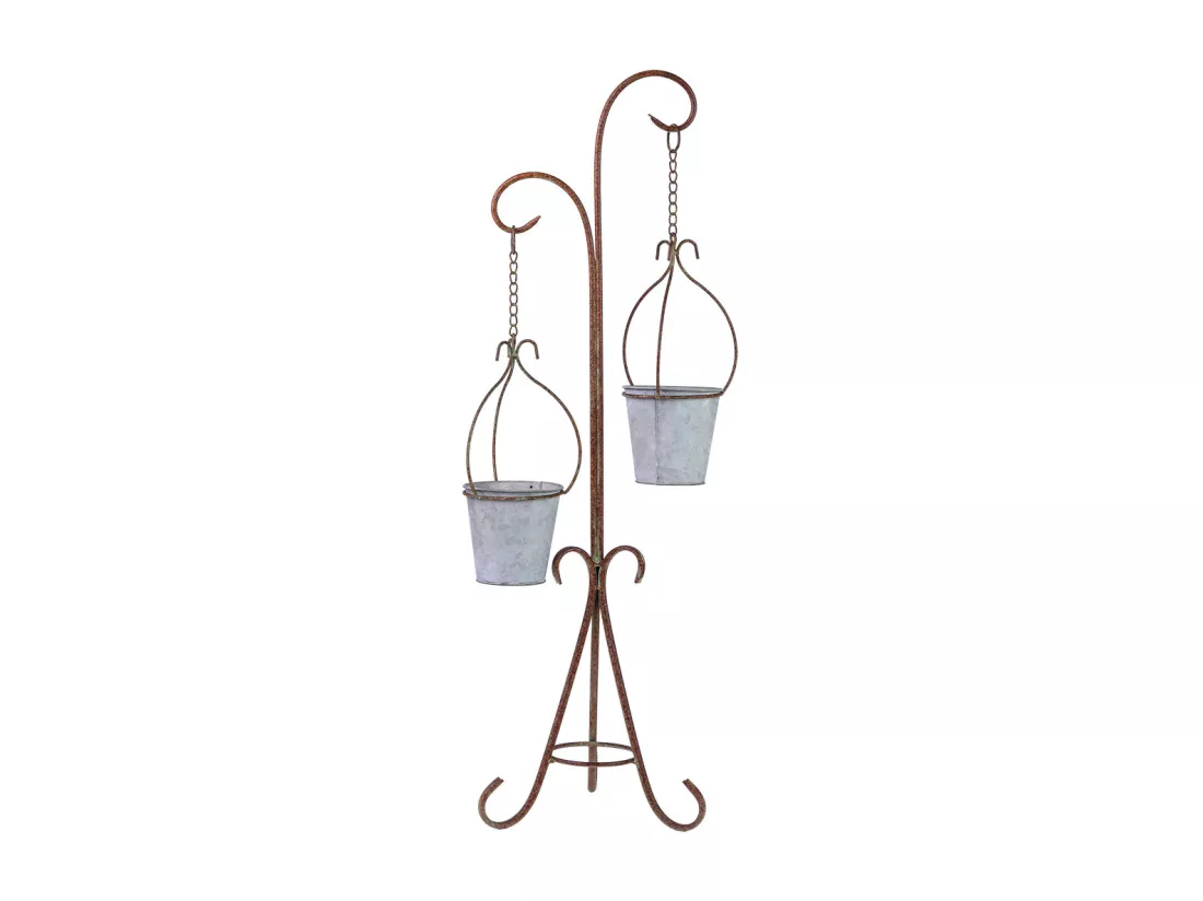 Support de pot de fleurs en métal pour 2 pots 27,94x24,13x92,71h cm