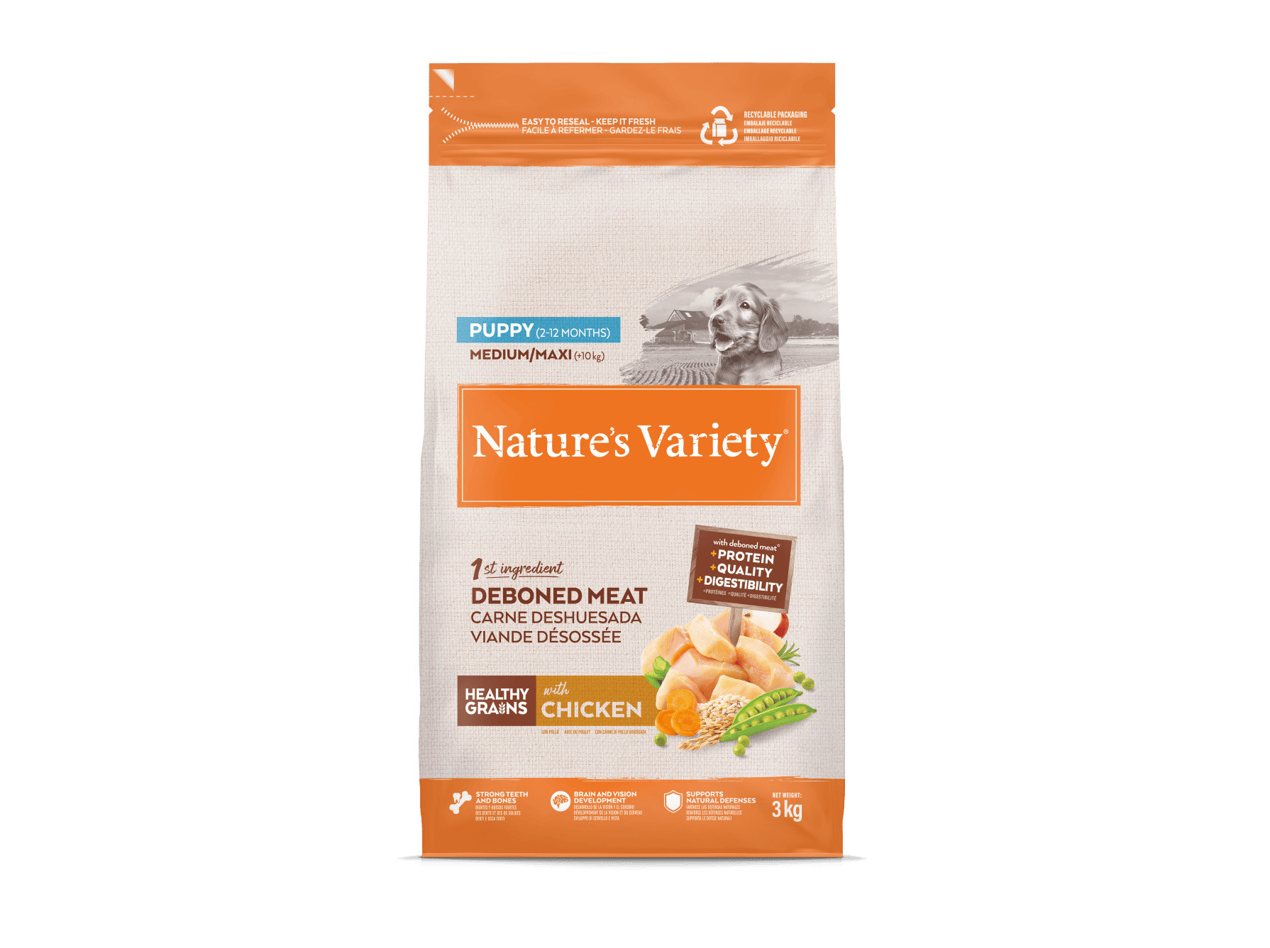 RAÇÃO CÃO NATURE'S VARIETY JÚNIOR FRANGO 3KG