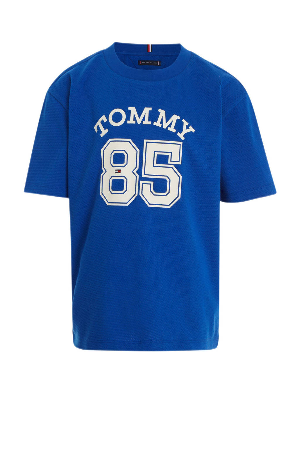 Tommy Hilfiger T-shirt met tekst helderblauw/wit