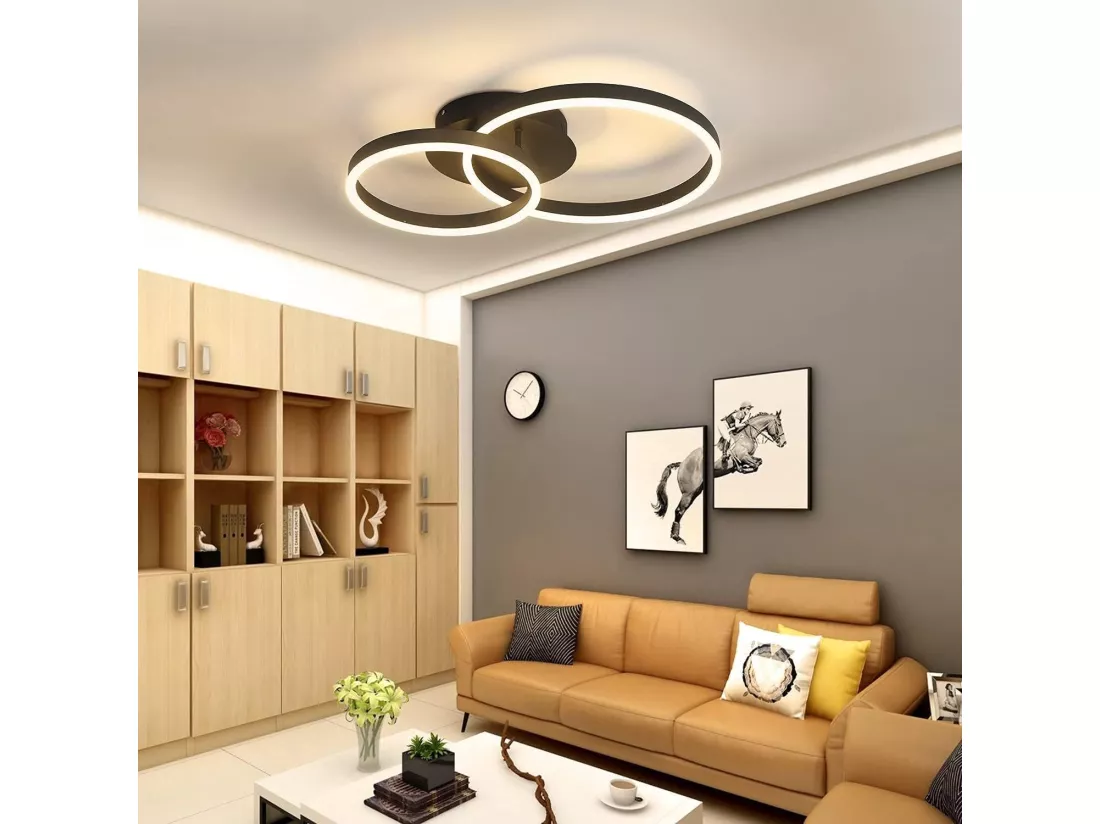 NETTLIFE Plafonnier LED 76W Dimmable Design Moderne Lampe de Salon avec Télécommande pour Chambre à Coucher Cuisine