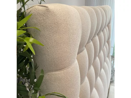Tête de lit capitonnée DROW en tissu haute qualité couleur beige - longueur 122 x largeur 160 cm