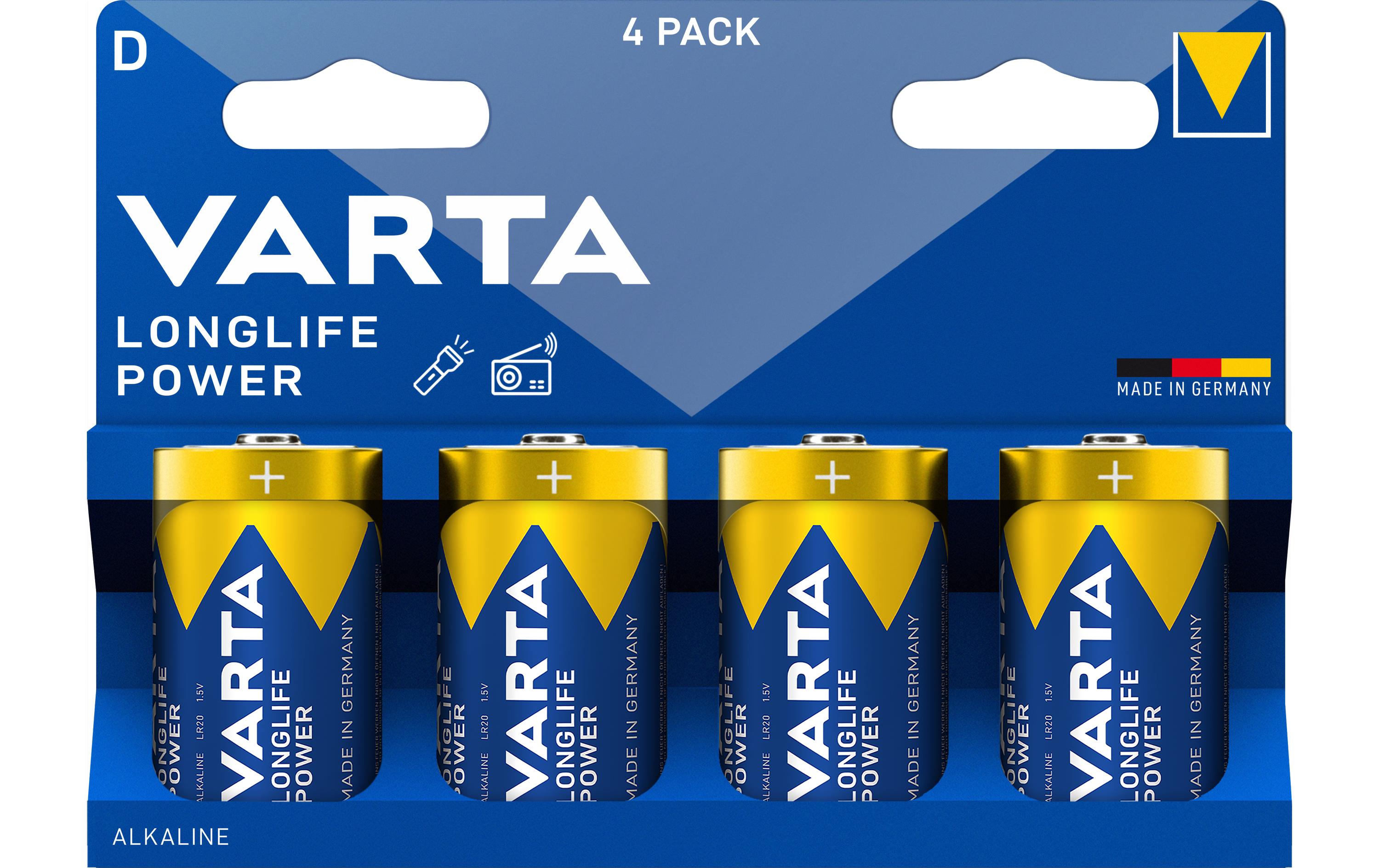 Batterie Longlife Power D , 4 StückAlkaline Batterie, 1.5 Volt