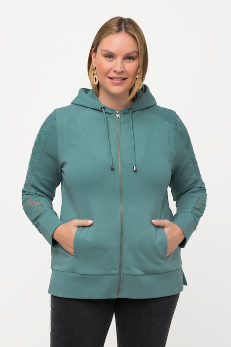 Hoodiejacke, Spitze, Kapuze, Biobaumwolle