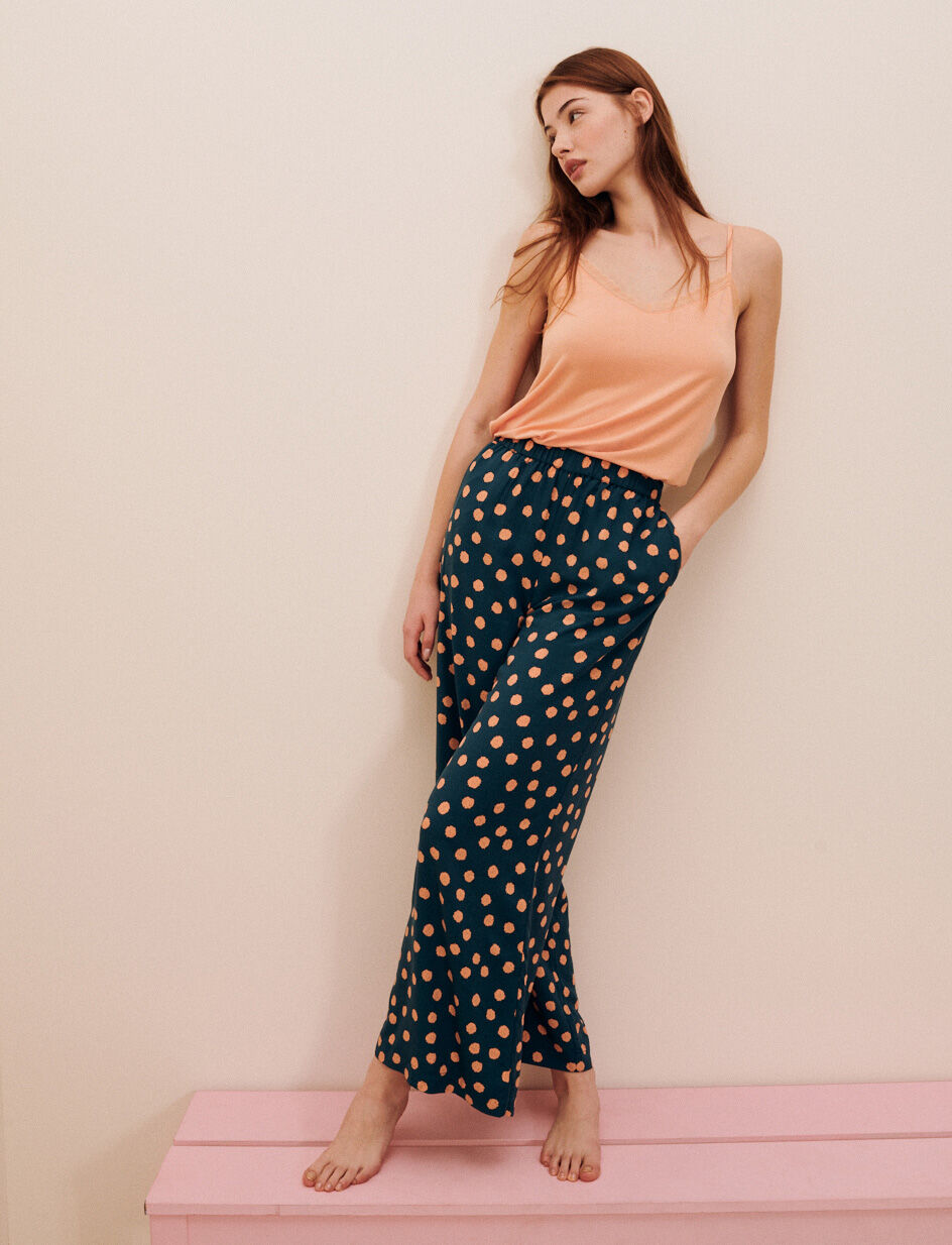 Pantalon - pois texture bleu fonce