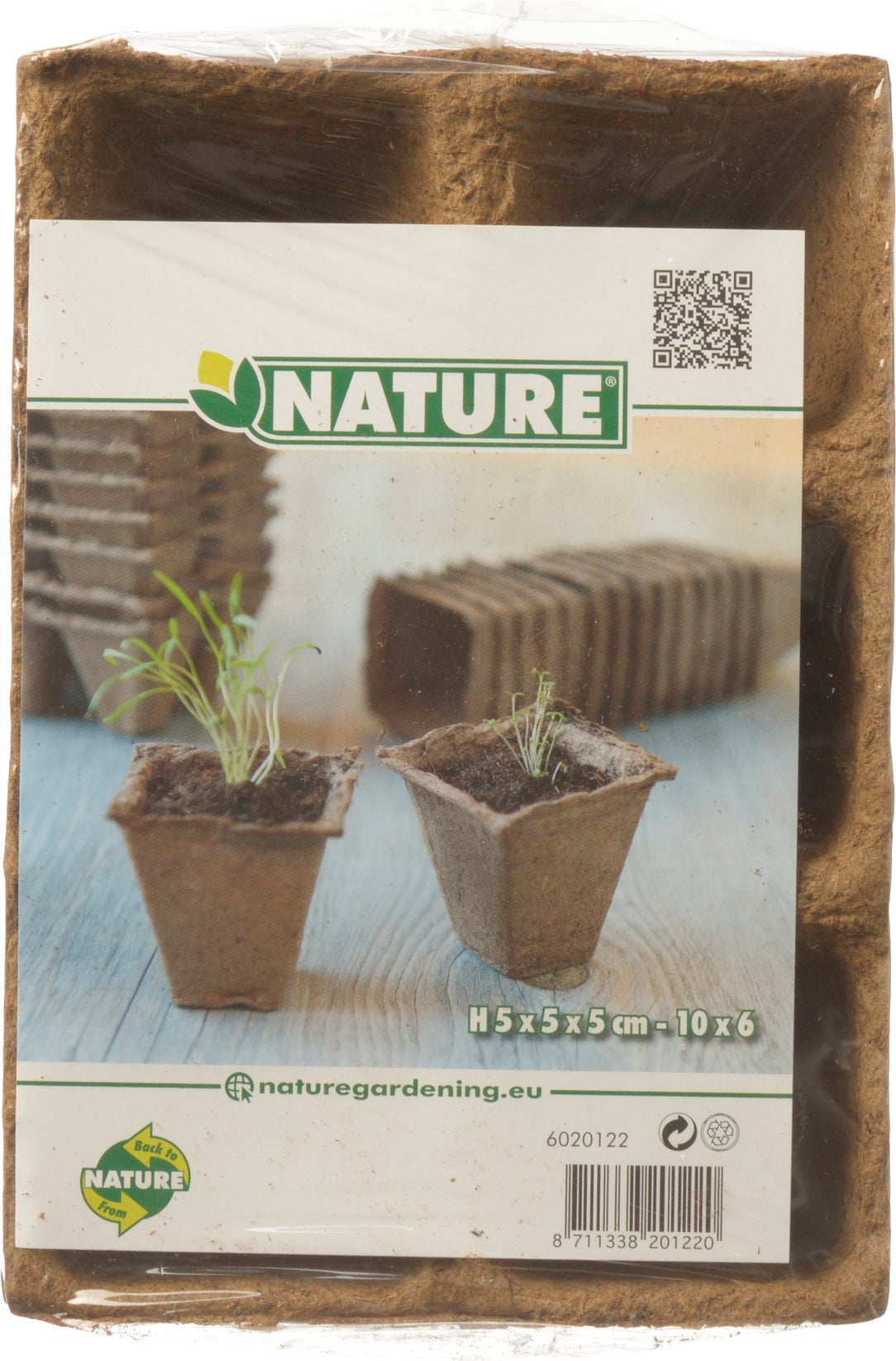 Nature kweekpottrays 5 x 5 x 5 cm 10 trays van 6 stuks