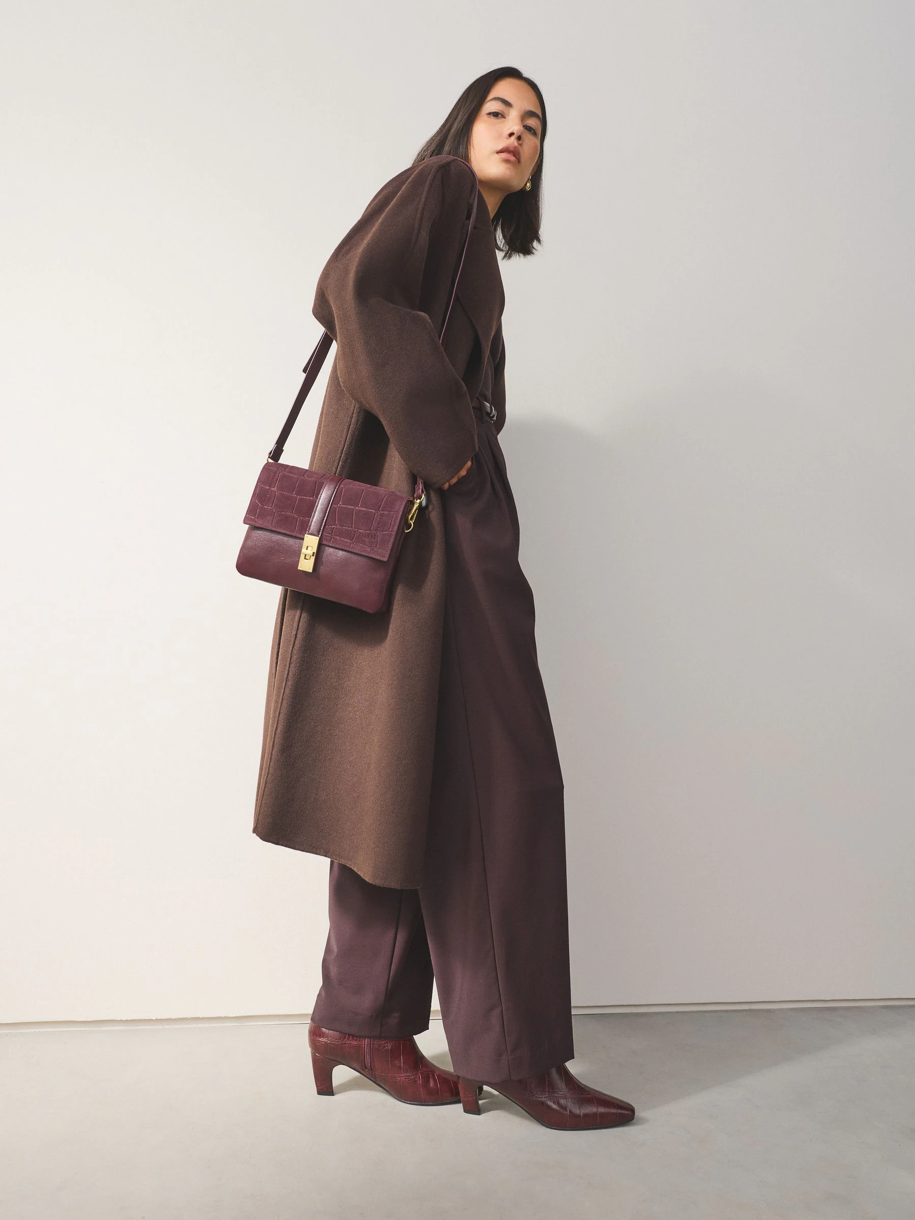 Bordeauxrood - Crossbodytas met imitatie krokodillenleer